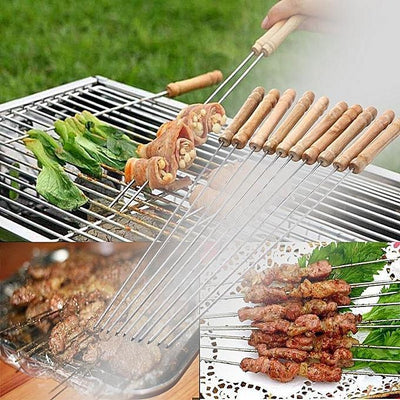 ODM Kebab Skewers Metal BBQ Set 5 Pcs (Pack 5) | Skewers Sticks Stainless Steel Flat Reusable BBQ Tools | BBQ Grilling Sticks for BBQ, Cocktail, Shish Kabob, Party Essentials - 45CM/17in