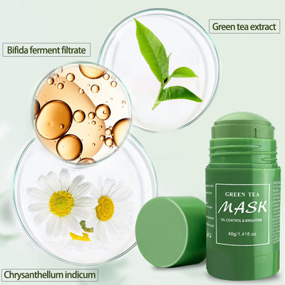 Green Tea Clay Stick Mask | Herbal Purifying Clay For Blackhead Remover | Face Moisturizes Oil Control | Deep Clean Pore | Improves Skin for All Skin Types Men Women Facial Mask