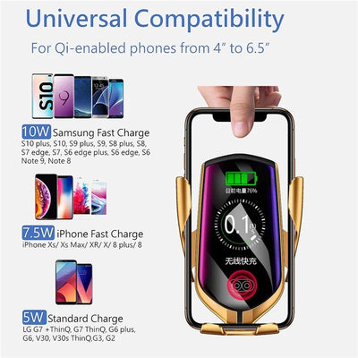 Wireless Car Charger Electromagnetic Sense | 15W Car Wireless Charger | Automatic Sensor Phone Holder Vent Mount for Samsung Galaxy Note Huawei Mate Xiaomi Mix iPhone13 12 11 Pro Max Mini