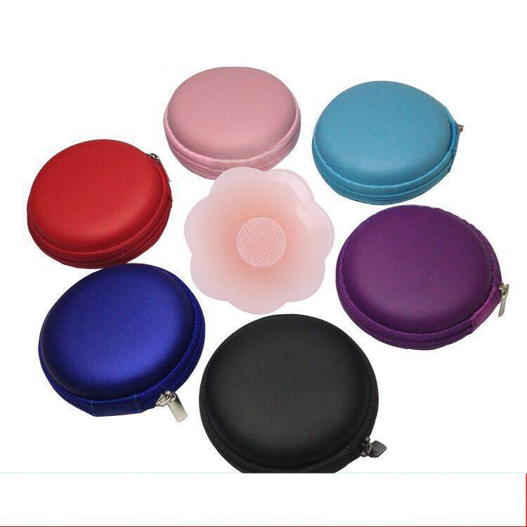 Nipple Covers for Women Reusable - Nipple Pasties for Women - 2.6 Inch Diameter Adhesive Nipple Covers - 2 Pairs of Round Nipple Silicone Pasties - 1 Pink Carry Box