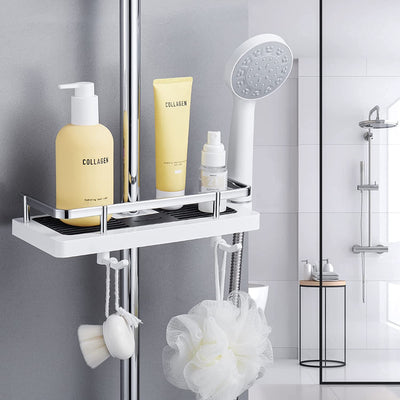 No Drill Bathroom Shelving- Shower Caddy with Adjustable Fittings for Shower Rail- Waterproof Shower Shelf- Shower Tidy Organizer for Shampoo and Soap
