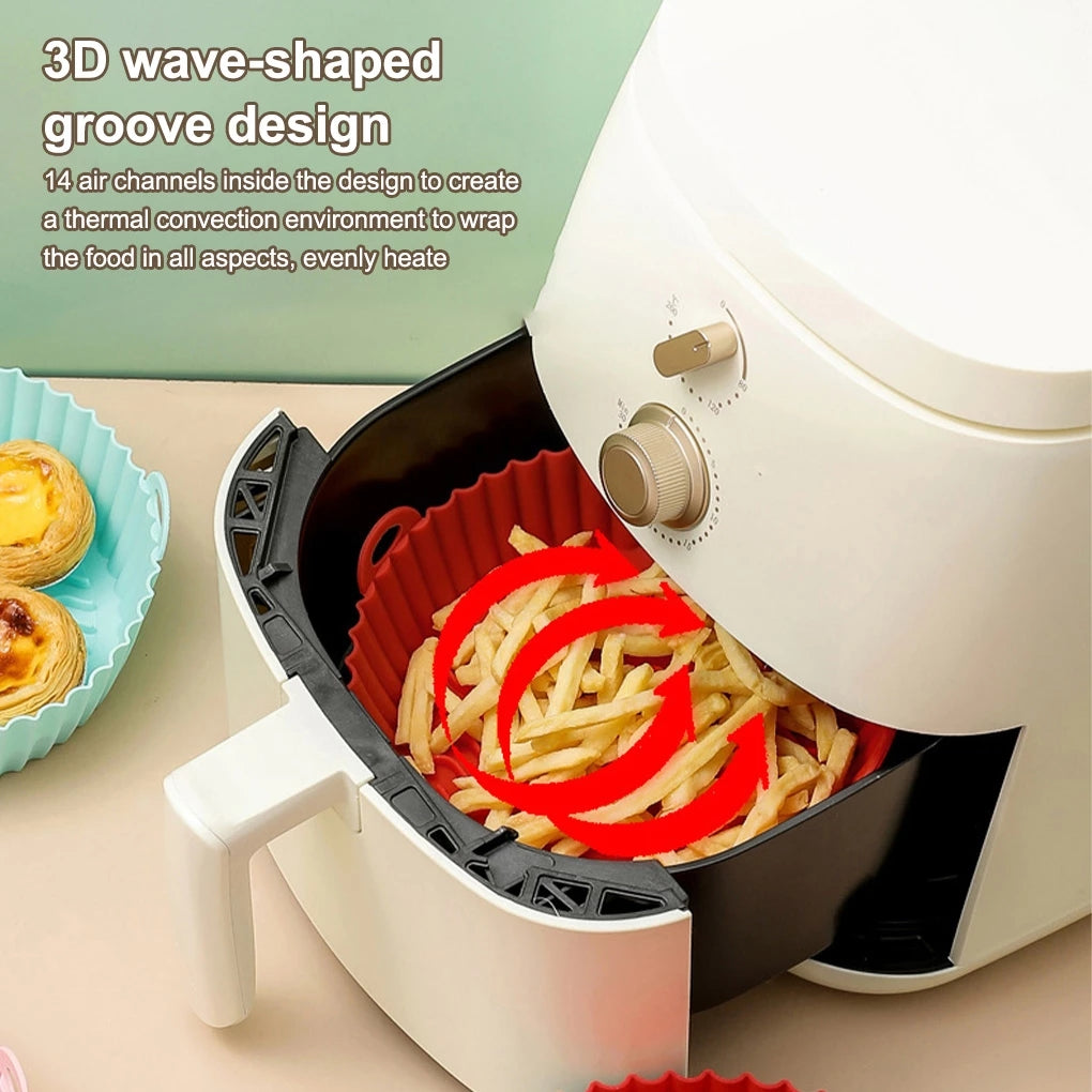 For Air Fryer Baking Basket Soft Tray Accessories Cooking Reusable Silicone  Pot