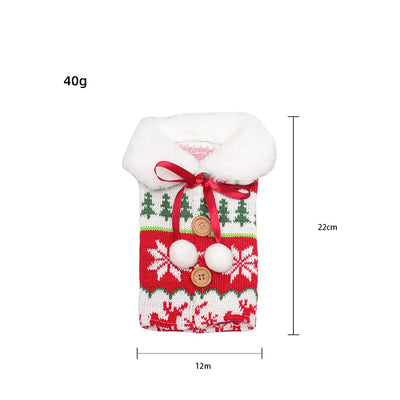 Snowman Pattern Wine Bottle Handmade Cover | 2PCS Christmas Sweater Wine Bottle Cover Bags | Santa Claus Bottle Bags | Christmas Decoration | Party Decoration | Wine Bottle Sweater Gift Bags